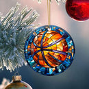 Stained Glass Basketball Christmas Mica Ornament Perfect Gift For Holiday