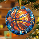 Stained Glass Basketball Christmas Mica Ornament Perfect Gift For Holiday