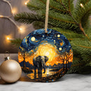 Elephant Starry Night Christmas Mica Ornament Perfect Gift For Holiday