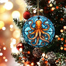 Stained Glass Octopus Christmas Mica Ornament Perfect Gift For Holiday