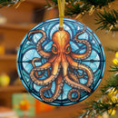 Stained Glass Octopus Christmas Mica Ornament Perfect Gift For Holiday