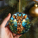 Stained Glass Giraffe Mica Christmas Ornament Perfect Gift For Holiday
