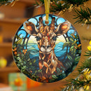 Stained Glass Giraffe Mica Christmas Ornament Perfect Gift For Holiday