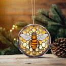 Stained Glass Bee Mica Christmas Ornament Perfect Gift For Holiday