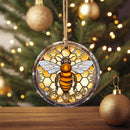 Stained Glass Bee Mica Christmas Ornament Perfect Gift For Holiday
