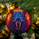 Stained Glass Wolf Art In The Style Of Aggressive Mica Ornament Perfect Gift For Holiday