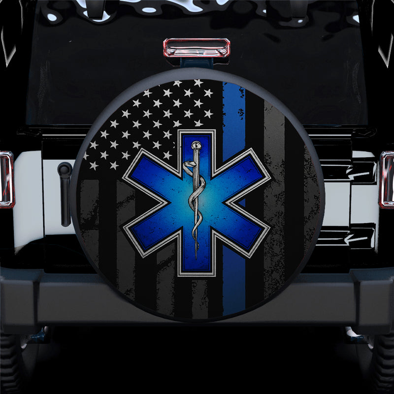 EMS Blue Line American Flag Jeep Car Spare Tire Cover