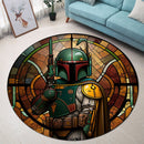 Boba Fett Stained Glass Round Rug