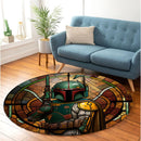 Boba Fett Stained Glass Round Rug