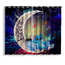 Stitch And Eeyore Couple Love You To The Moon Galaxy Window Curtain