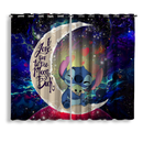 Stitch Hold Baby Yoda Love You To The Moon Galaxy Window Curtain