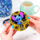Stitch Cute Sunflower Zipper Ceramic Drink Coasters