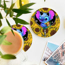 Stitch Cute Sunflower Zipper Ceramic Drink Coasters