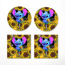 Stitch Cute Sunflower Zipper Ceramic Drink Coasters
