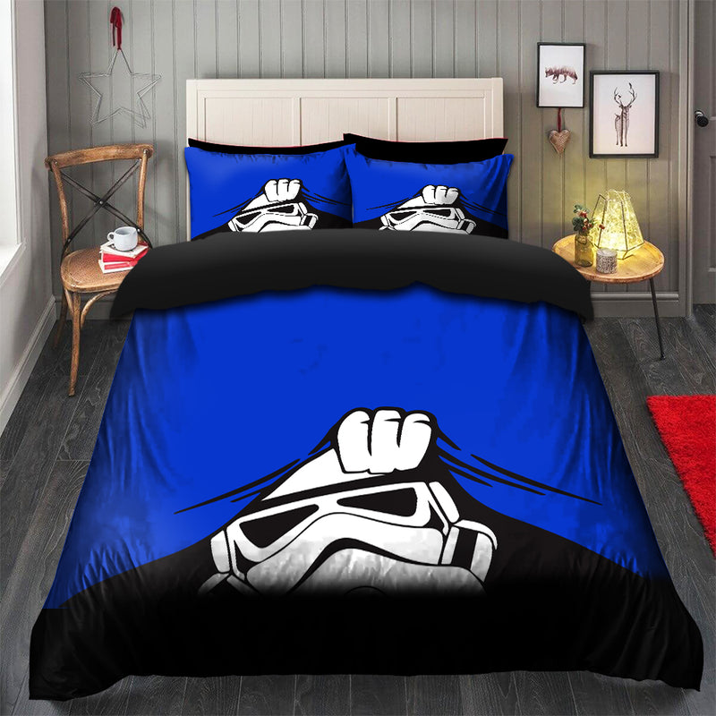 Stormtrooper Peek Under The Blanket Blue Bedding Set