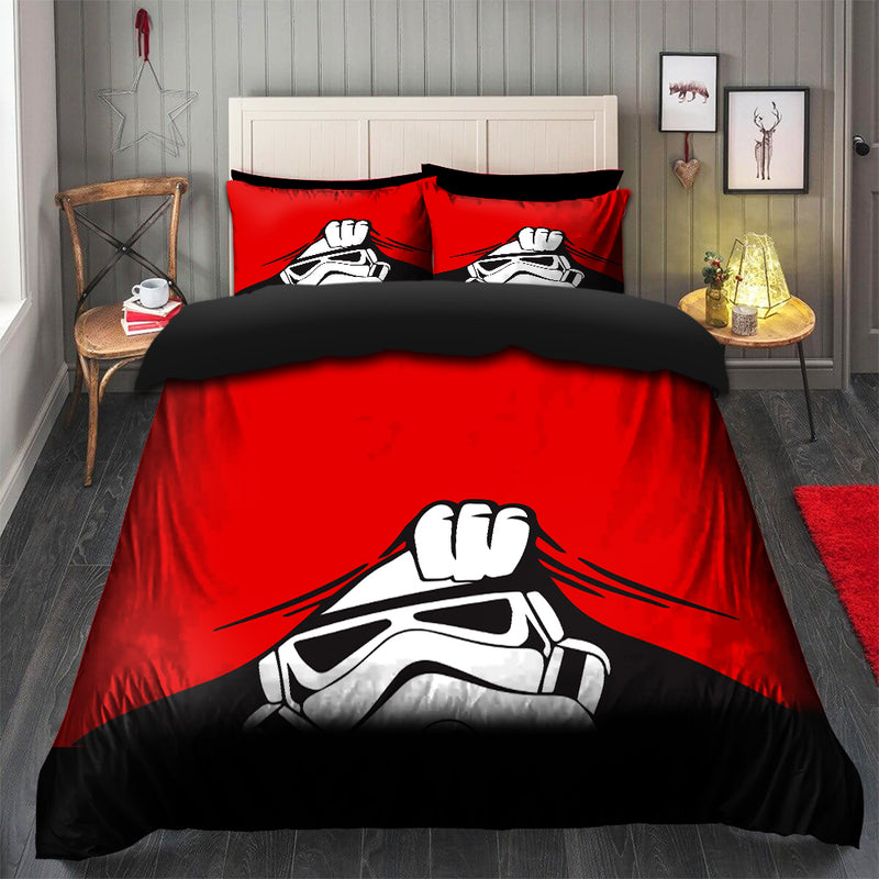 Stormtrooper Peek Under The Blanket Red Bedding Set