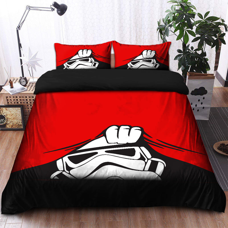 Stormtrooper Peek Under The Blanket Red Bedding Set