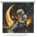 Stormtrooper Reading On A Crescent Moon Shower Curtain