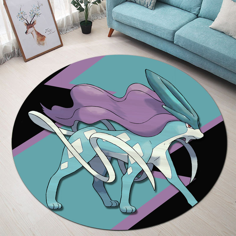 Suicune Pokemon Round Carpet Rug Bedroom Livingroom Home Decor