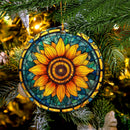 Sunflower Stained Glass Green Mica Ornament Perfect Gift For Holiday