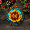 Sunflower Stained Glass Mica Ornament Perfect Gift For Holiday