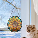 Sunflower Round Stained Glass Window Hanging Panel Suncatcher