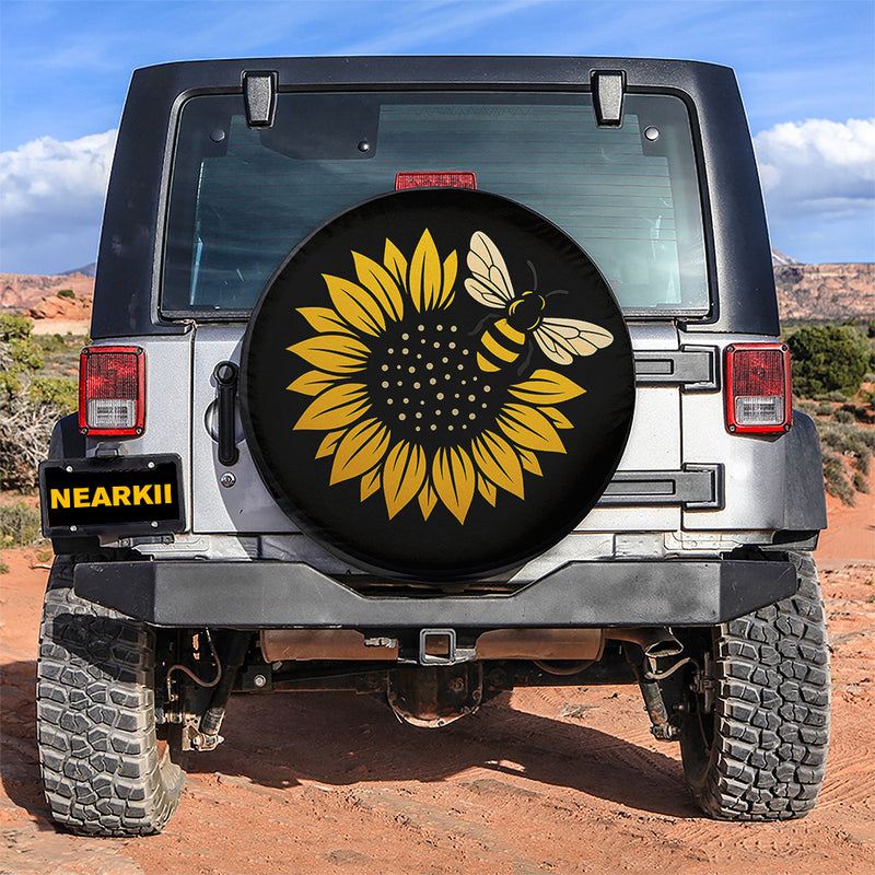 Sunflower Bee Jeep Car Spare Tire Cover