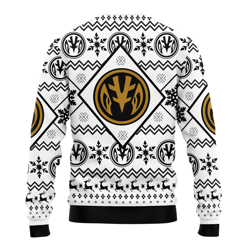 Mighty Morphin White Power Ranger Ugly Christmas Sweater Xmas Gift