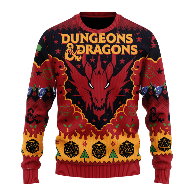 Dungeons & Dragons Ugly Christmas Sweater Xmas Gift