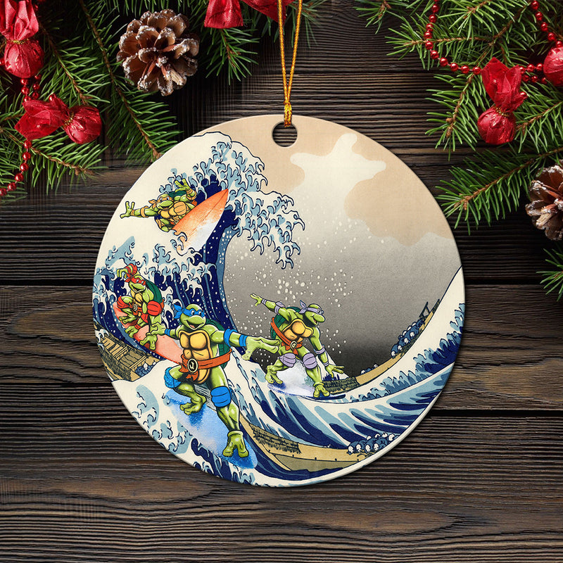 TNMT Ninja Turtle The Great Wave Japan Mica Ornament Perfect Gift For Holiday