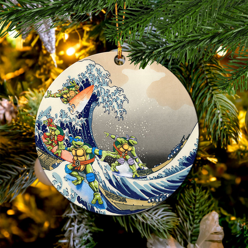 TNMT Ninja Turtle The Great Wave Japan Mica Ornament Perfect Gift For Holiday