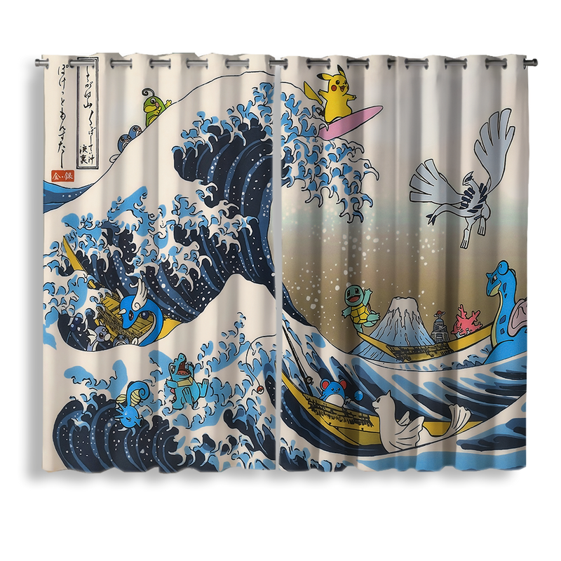 The Great Wave Pokemon Window Curtain