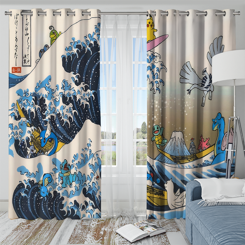 The Great Wave Pokemon Window Curtain