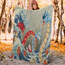 The Great Wave Red Vs Blue Gyarados The Great Wave Premium Blanket