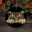 Tiger Peeking Wall Mica Circle Ornament