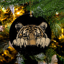 Tiger Peeking Wall Mica Circle Ornament