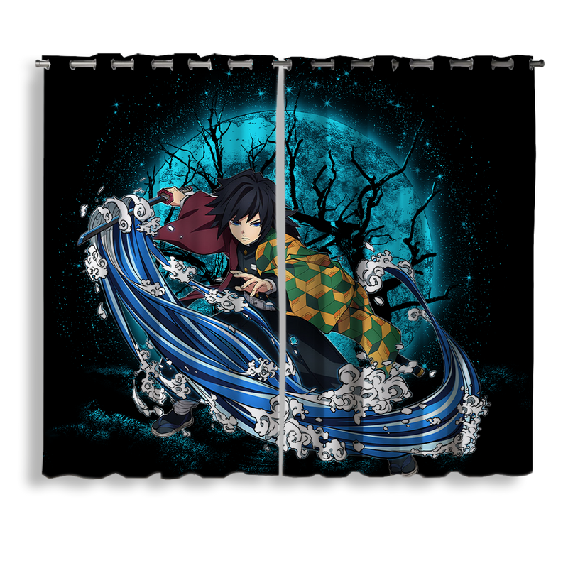 Tomioka Giyuu Demon Slayer Anime Moonlight Window Curtain