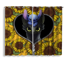 Toothless And Stitch Sunflower Zipper Window Curtain