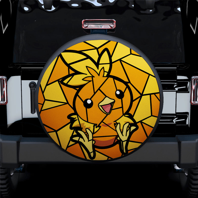 Torchic Pokemon Stained Glass Car Spare Tire Covers Gift For Campers