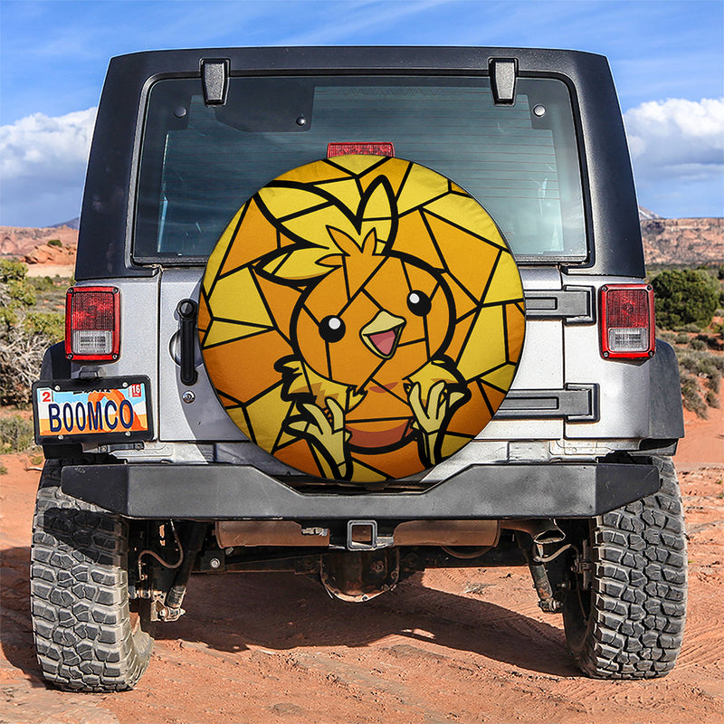 Torchic Pokemon Stained Glass Car Spare Tire Covers Gift For Campers