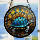 Tortoise Round Stained Glass Window Hanging Panel Suncatcher