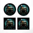 Totoro No Face Ghibli Ride Jeep Halloween Funny Anime Ceramic Drink Coasters