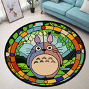 Totoro Ghibli Cute Stained Glass Round Rug