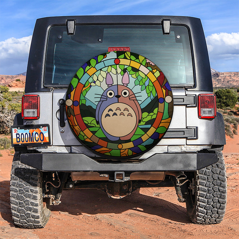 Totoro Ghibli Cute Stained Glass Car Spare Tire Cover