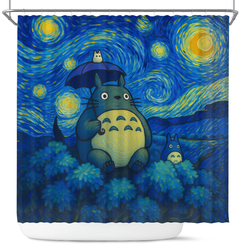 Totoro Gibli Chill Starry Night Shower Curtain
