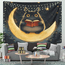 Totoro Reading On A Crescent Moon 1 Tapestry Room Decor