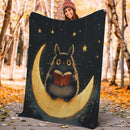 Totoro Reading On A Crescent Moon Premium Blanket