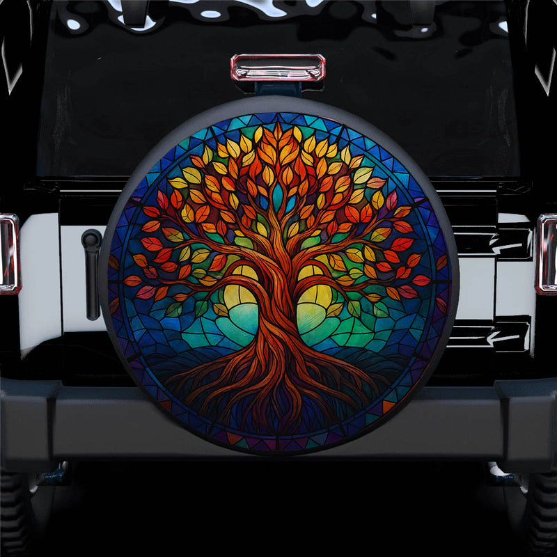 Stained Glass Tree of Life Jeep Car Spare Tire Cover