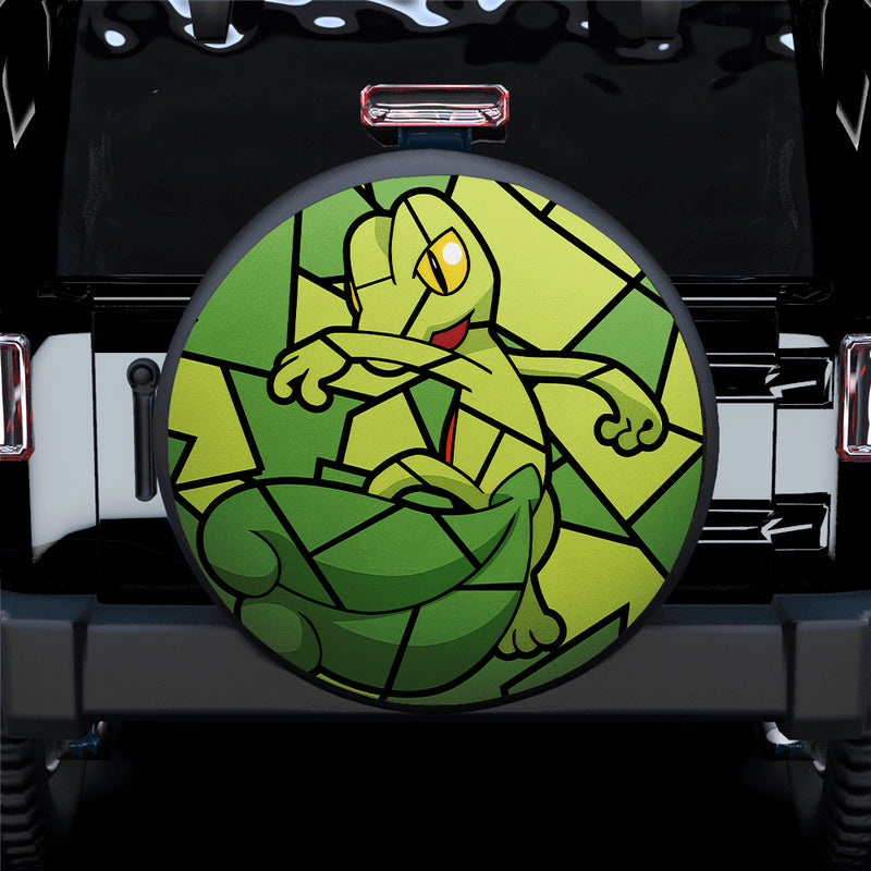 Treeko Pokemon Stained Glass Car Spare Tire Covers Gift For Campers