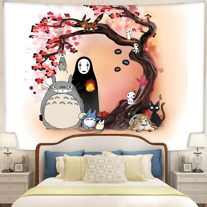 Trendy Anime Totoro Ghibli Japanese Sakura Tapestry Room Decor